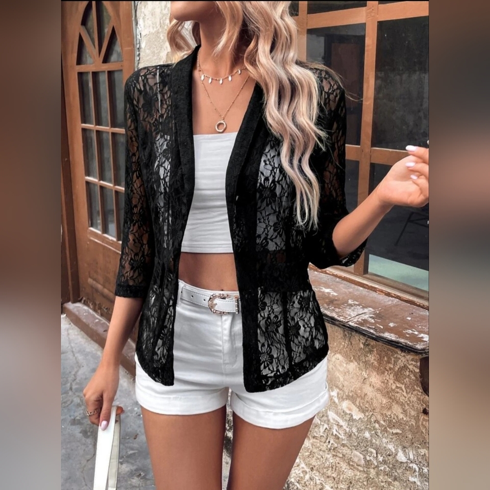 SHEIN Black Lace Blazer